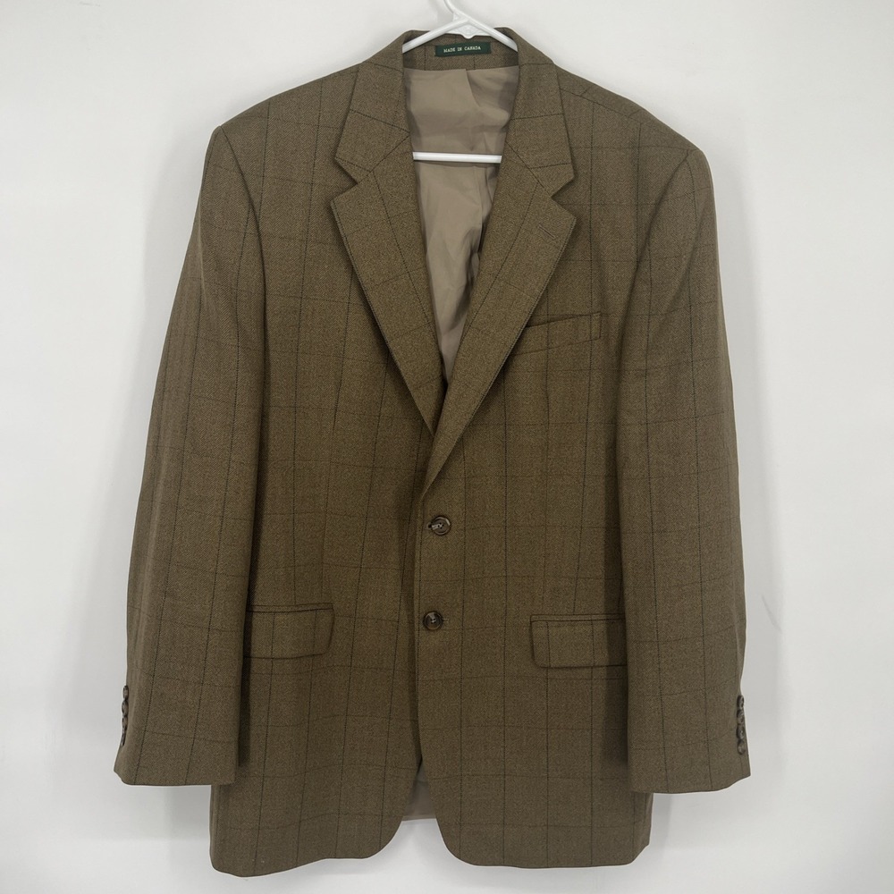 Lauren Ralph Lauren 100% Wool Suit Blazer Sport Coat Jacket Windowpane 42L